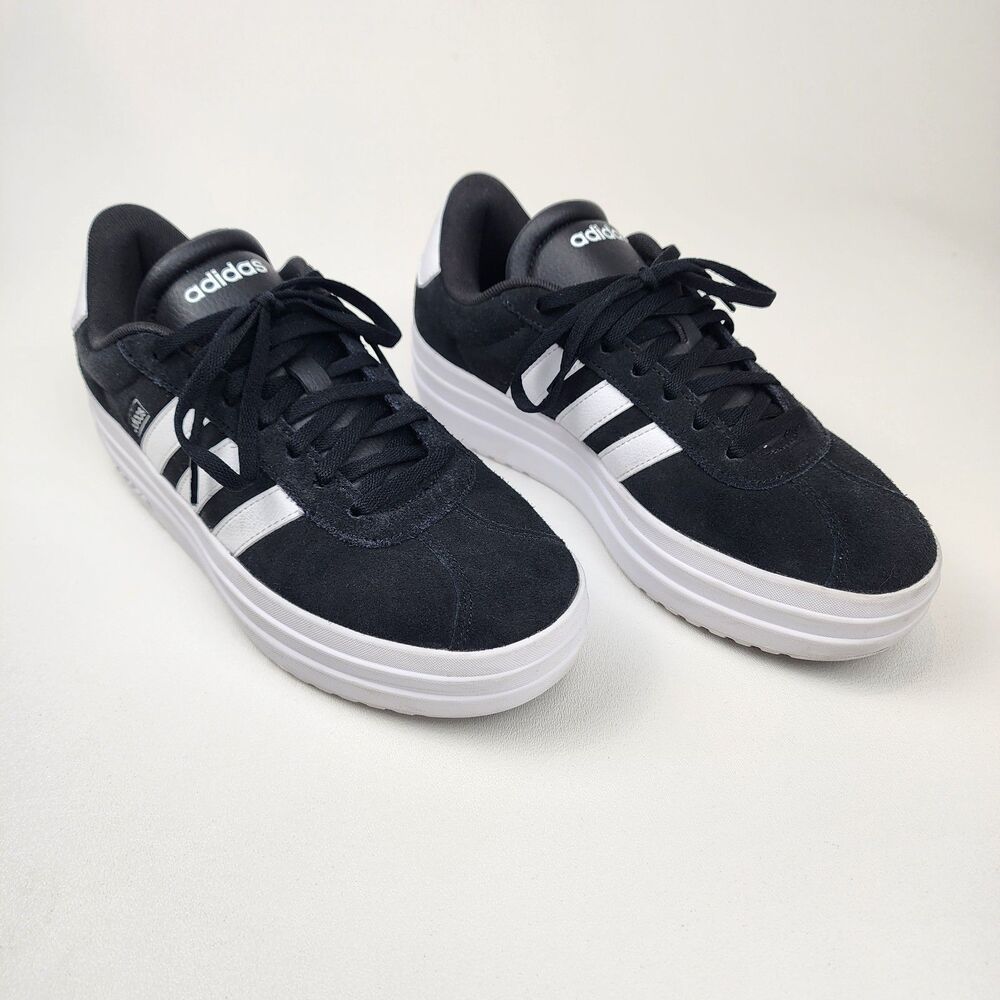 adidas VL Court Bold Women’s Platform Sneakers Black White Shoes Size 8